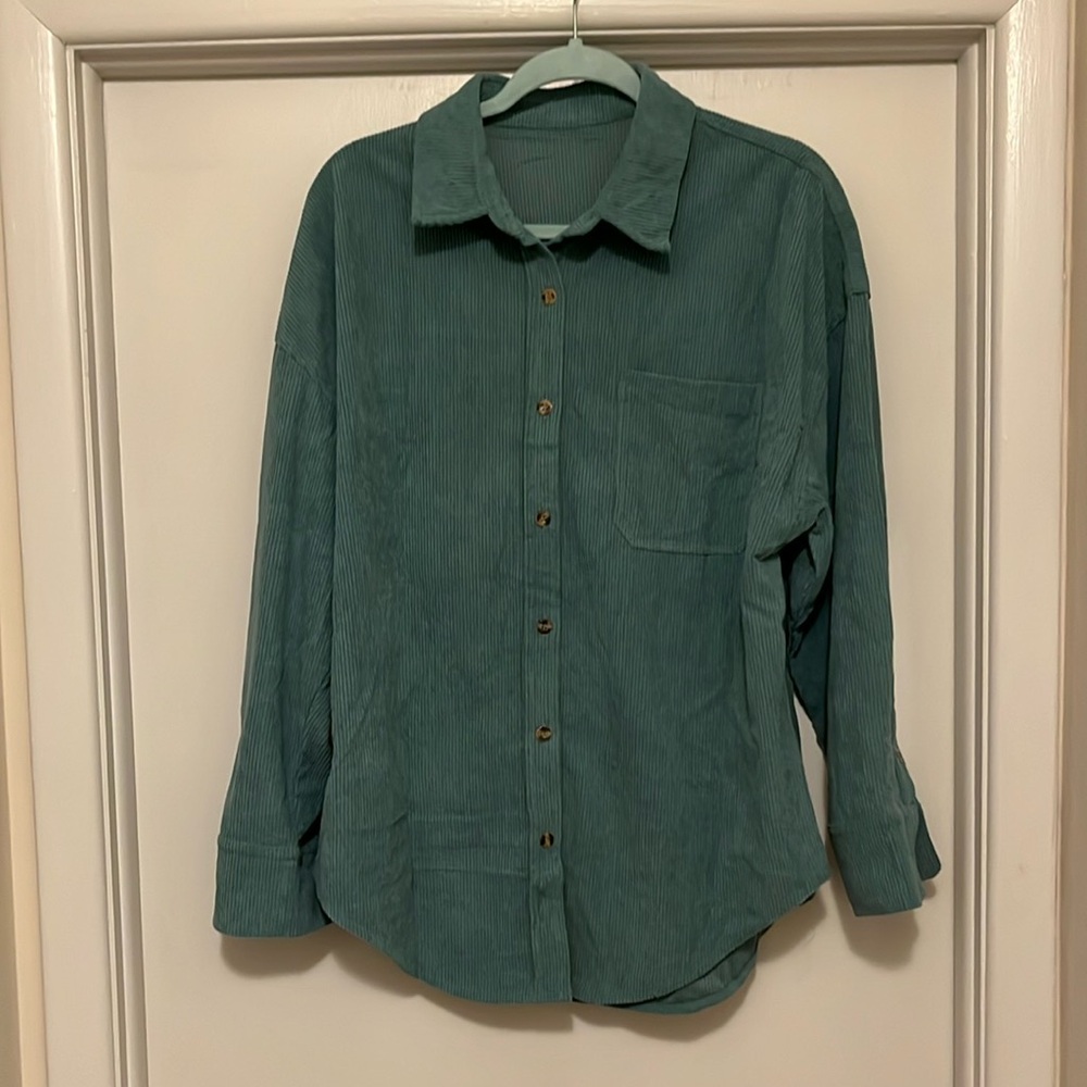 💚green corduroy Shacket